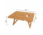 Bamboo Picnic Table With Wine Glass Holder Rack Folding Tray Outdoor Portable