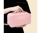 Pink Cosmetic Divider Bag PU Makeup case Storage Portable Travel Pouch Large Capacity