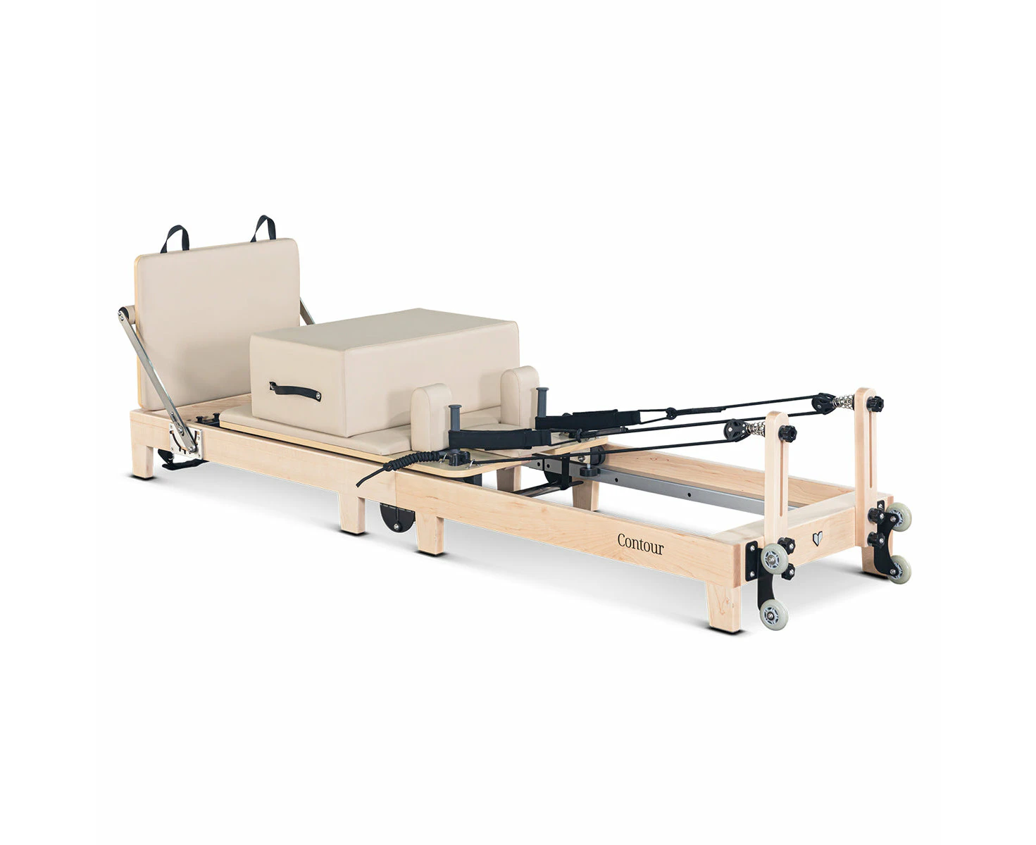 Lifespan Fitness Contour Folding Wooden Pilates Reformer Machine Set in Beige