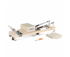 Lifespan Fitness Contour Folding Wooden Pilates Reformer Machine Set in Beige