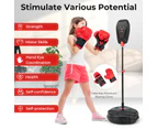 Costway Punching Bag Boxing Toy Set w/Speed Ball &Boxing Gloves 6-Position Adjustable Box Stand Boys &Girls