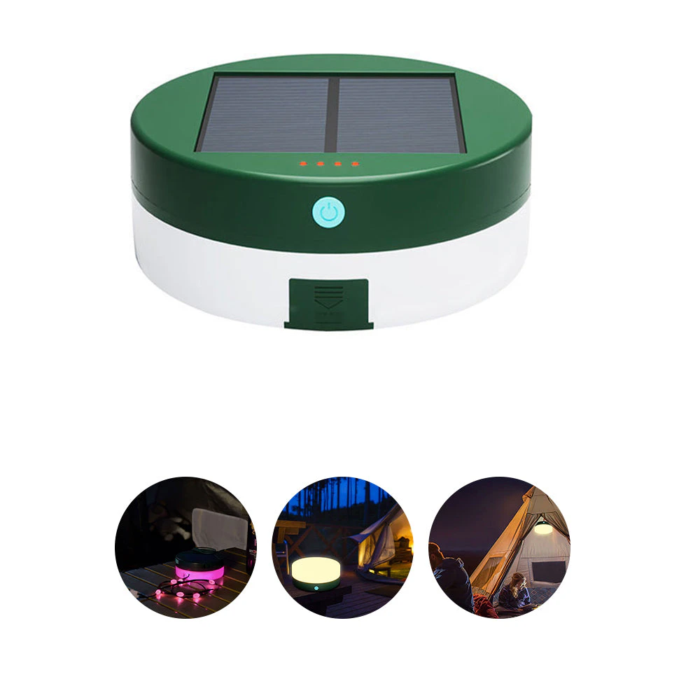 Double Powered Outdoor Camping LED String Light USB Solar Charging - Green