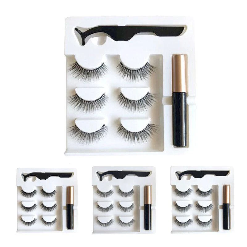 Magnetic False Eyelashes Natural Eye Lashes Extension Liquid Eyeliner Tweezer