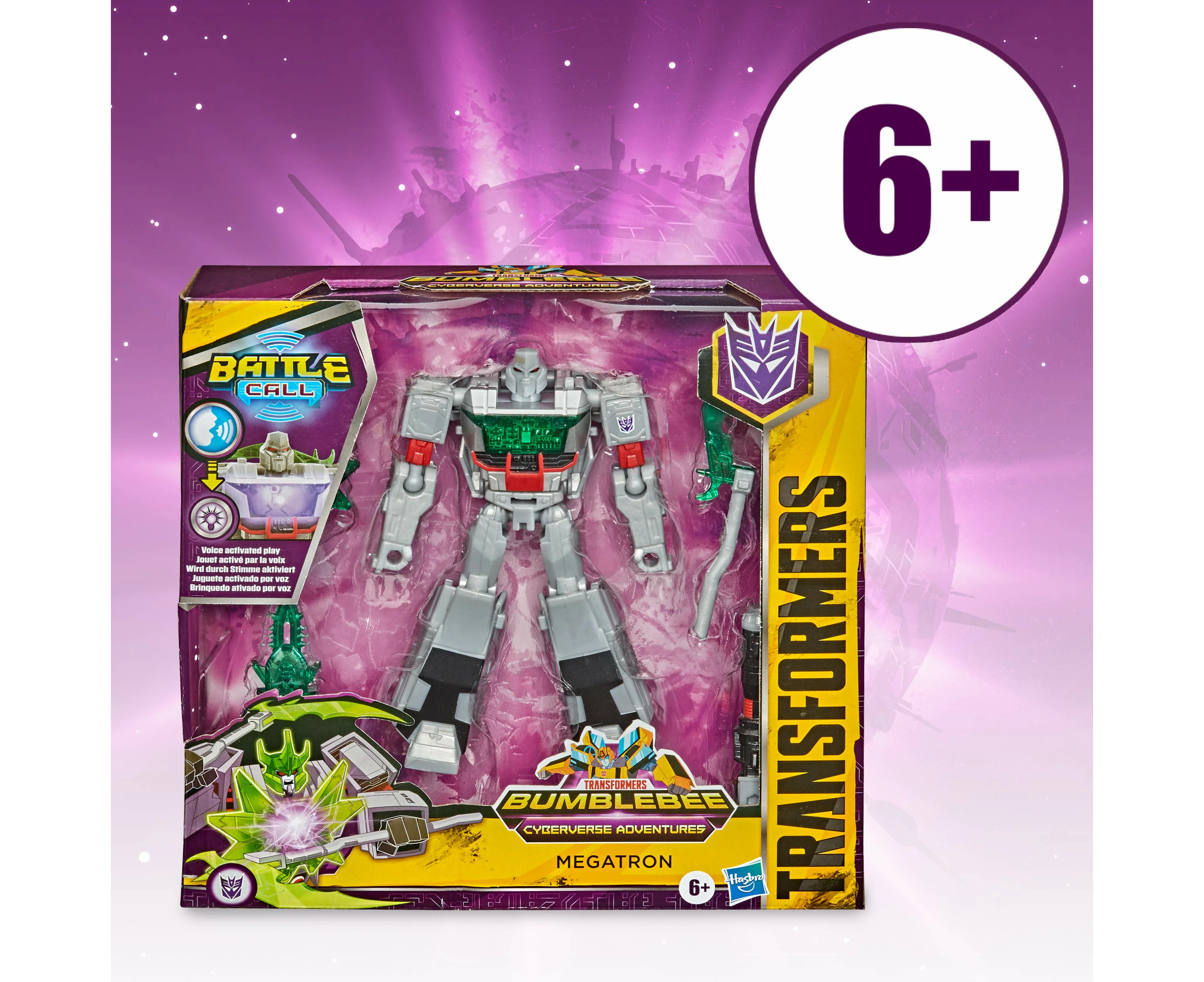 Transformers - Bumblebee Cyberverse Adventures - 5.5 Inch Battle Call Trooper Class Megatron - Voice Activated Energon Power Lights - Ages 6+