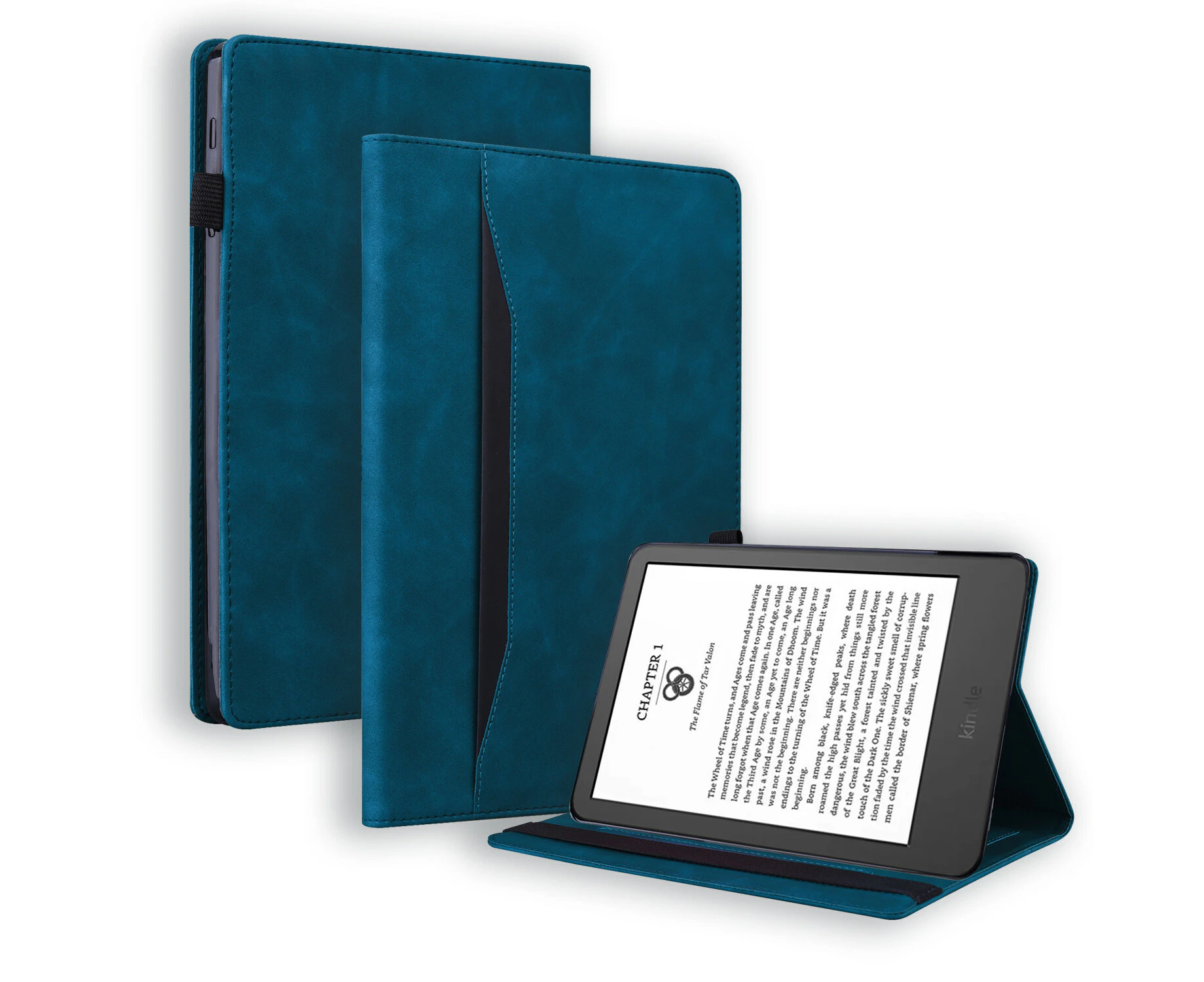 For Amazon 6" Kindle 11th Generation (2022 Release) Leather Case, with Pocket and Auto Sleep/Wake Function - Blue