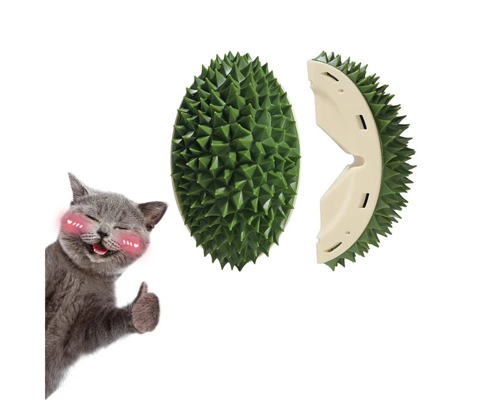 Hollypet Cat Multifunction Brush Durian Shaped Corner Tickler Self Hi Toy-Green