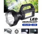 Solar Led Searchlight Usb Rechargeable Spotlight Flashlight Torch Power Bank Au