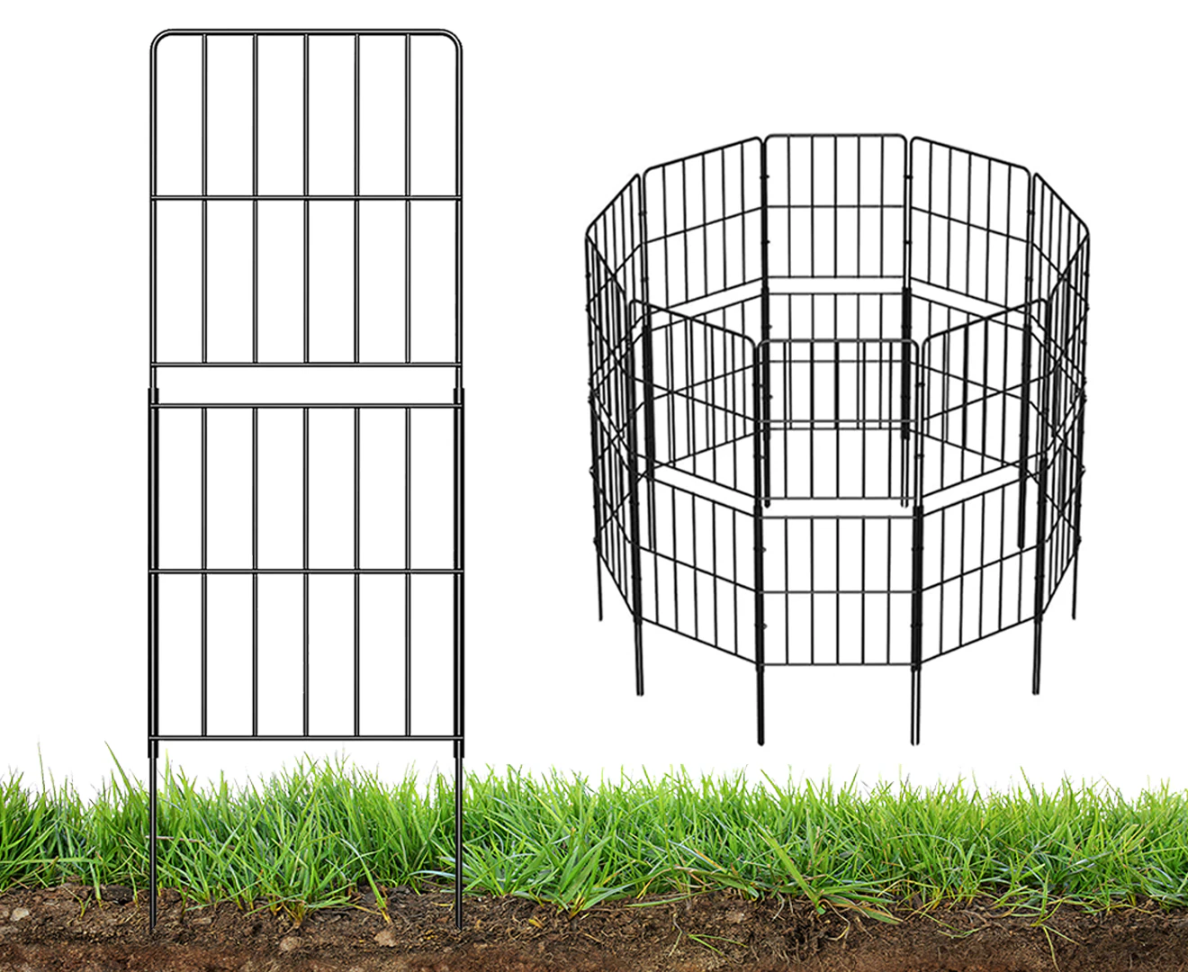 SpringUp Garden Fence Strong Metal Fencing Panels Flower Bed Animal Barrier Border