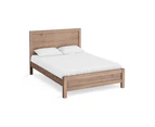 Bed Frame Queen Size in Solid Wood Veneered Acacia Bedroom Timber Slat in Oak