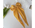 New Elegant Temperament Long Ribbon Chiffon Big Bowknot Hairpins Satin Bow Barrettes Women Solid Color Ponytail Clip Hair Accessories