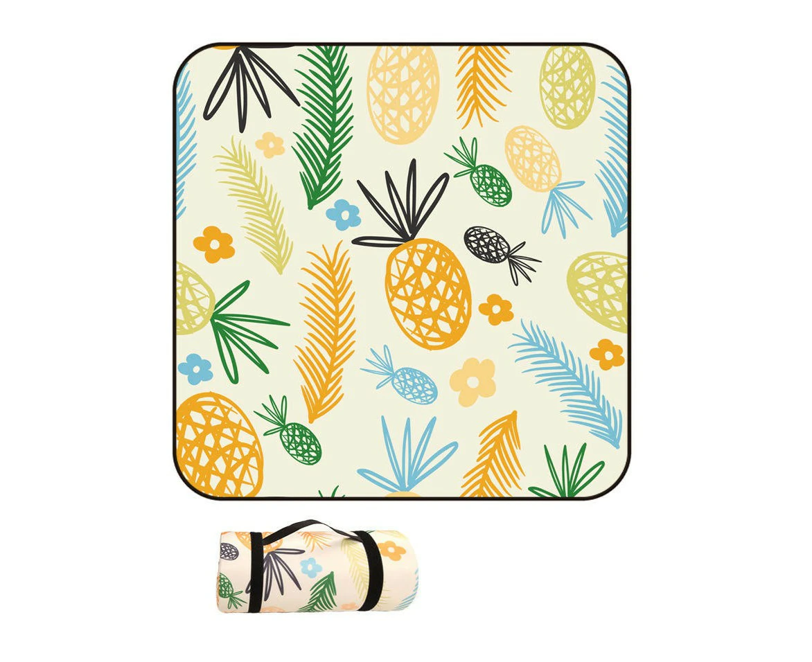 Portable Waterproof Mat, Large Picnic Mat, Thickened Moisture-proof Outdoor Camping Mat Available In All Seasons-pineapple