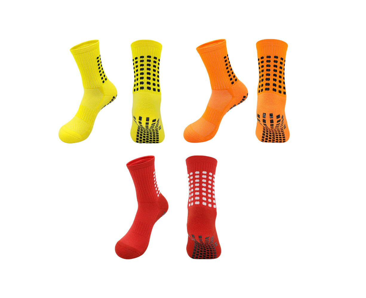 3 Pairs of Anti-Slip Sports Socks Non Skid Grip Socks - Style 2