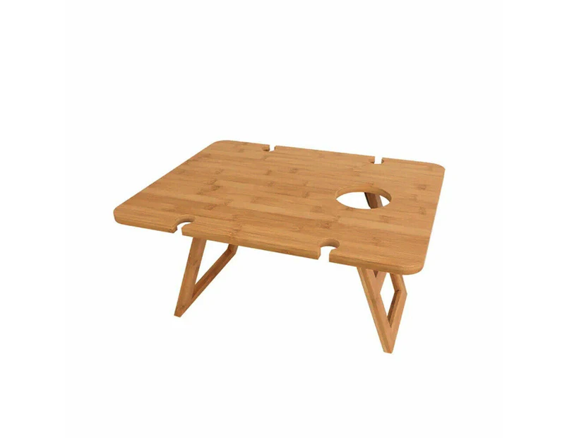 Folding Camping Picnic Table Portable Outdoor Garden BBQ Bamboo Wine Table Tray