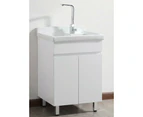 600*550*880mm White PVC Water Resitant Laundry Tub Cabinet With Ceramic Top