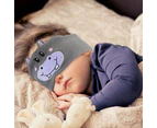 Kids Bluetooth Headband Sleep Eye Mask Earphone Cute Wireless Sleeping Music Headband Hippo Style