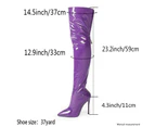 Over the Knee Boots for Women with Heel Thigh High Boots Pointed Toe Stiletto Long Boot Shoes-white