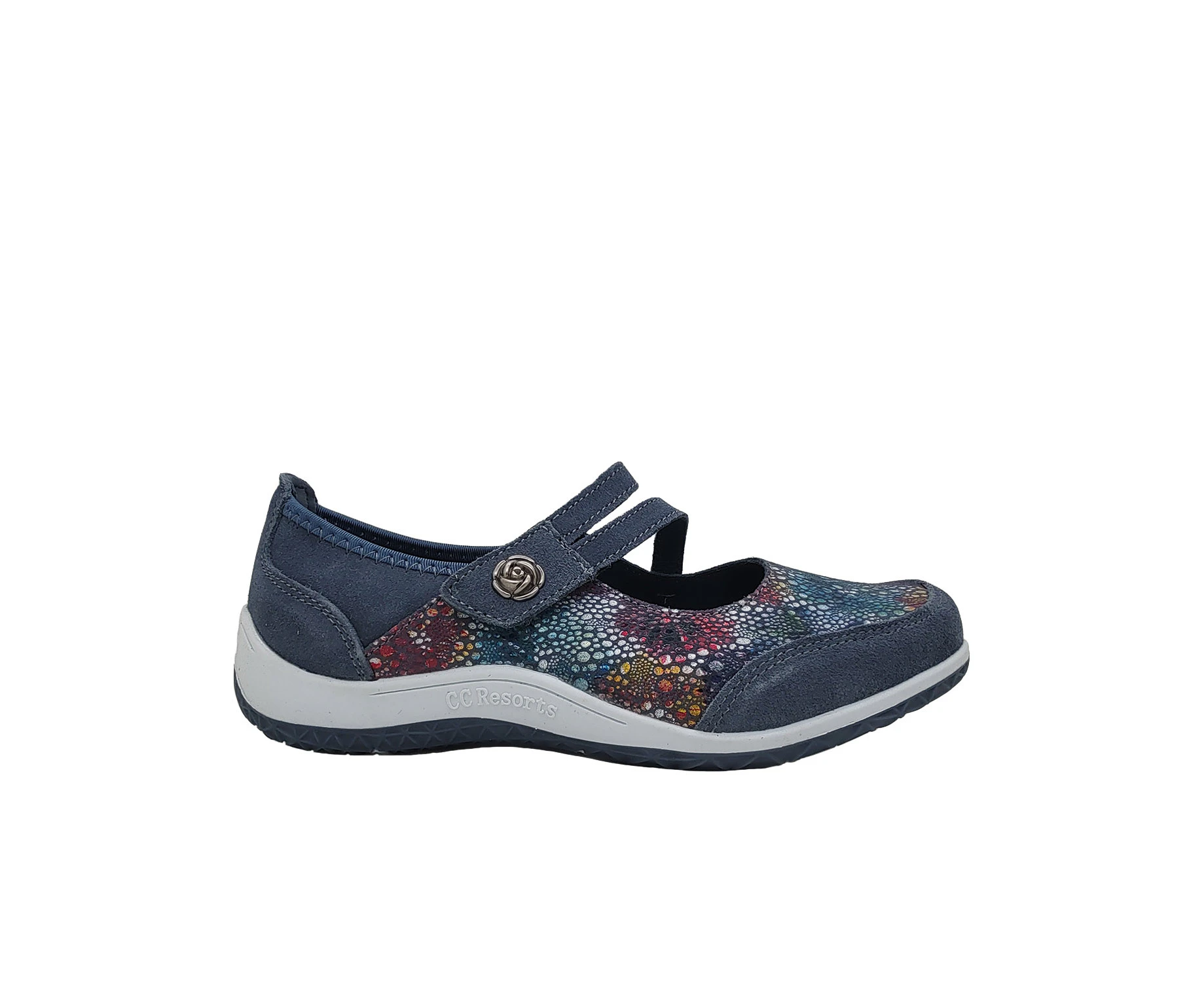 CC Resorts Jasmyn Ladies Shoes Leather Casual Comfort Mary Jane Floral Print - Navy Floral