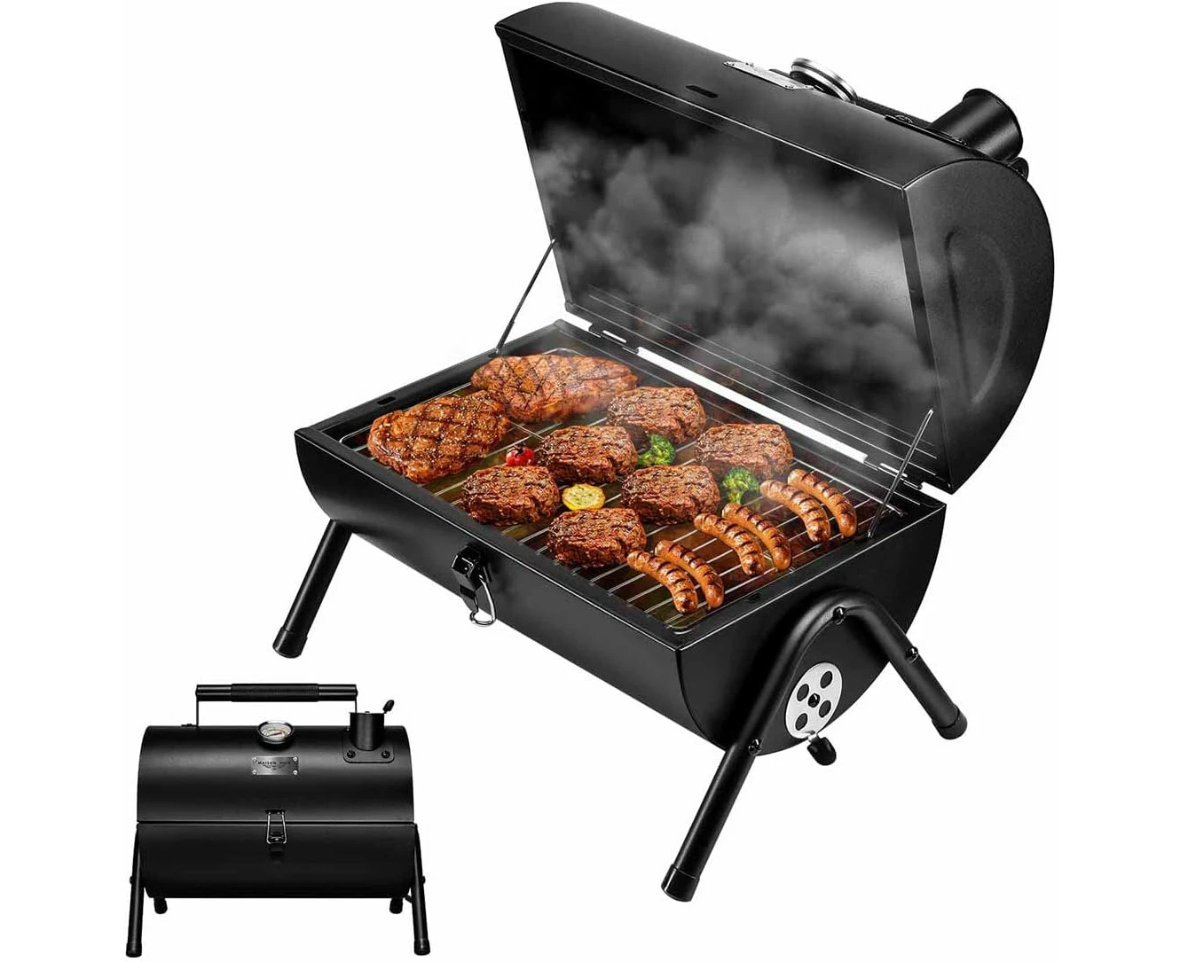 Small BBQ Grill, Portable Charcoal Grill for Outdoor Cooking, Camping, Picnic