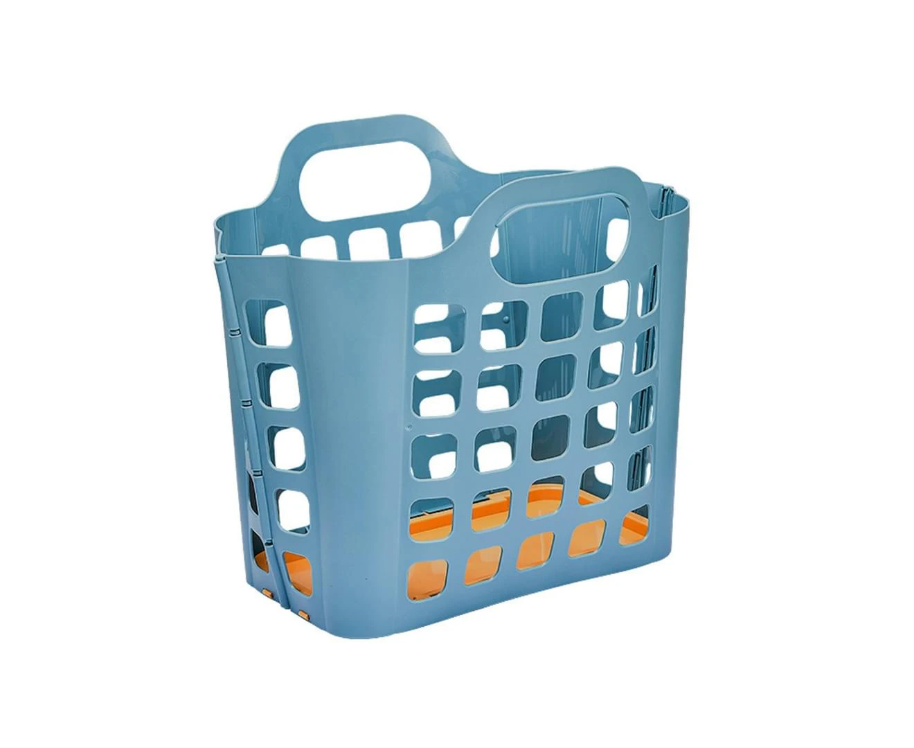 Laundry Basket Punch-Free Wall Mounted PP Folding Dirty Clothes Storage Bucket for Bedroom-Blue