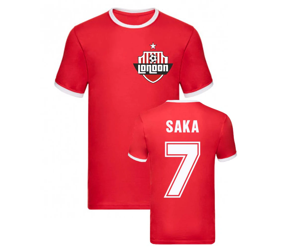 Bukayo Saka Arsenal Ringer Tee (Red)