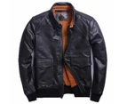 US A2 Flight Mens Bomber Genuine Leather Jacket - Saddle Brown