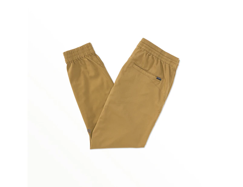 Volcom Men's Frickin Slim Jogger Elastic Waist Pants - Dark Khaki