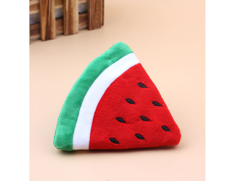 Triangle red watermelon fruit mobile phone bag cartoon plush pocket key bag