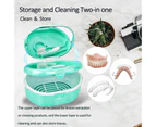 Retainer Denture Bath Case Cup Box Holder Storage Soak Container With mirror Orthodontics Mouth Guard Braces（green）