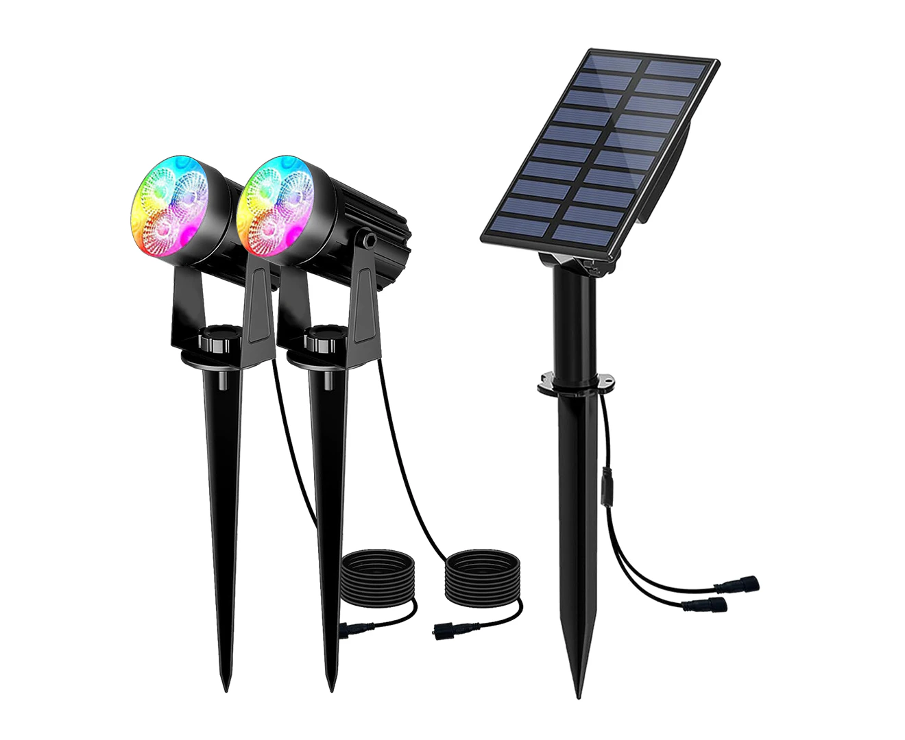 CLORA Solar Spot Lights Garden Outdoor Landscape Yard Lawn 2 in 1 RGB