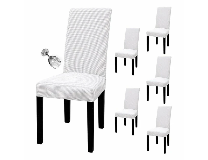 Toscano 6 Pcs Dining Chair Covers Waterproof Stretch for Home Banquet-White