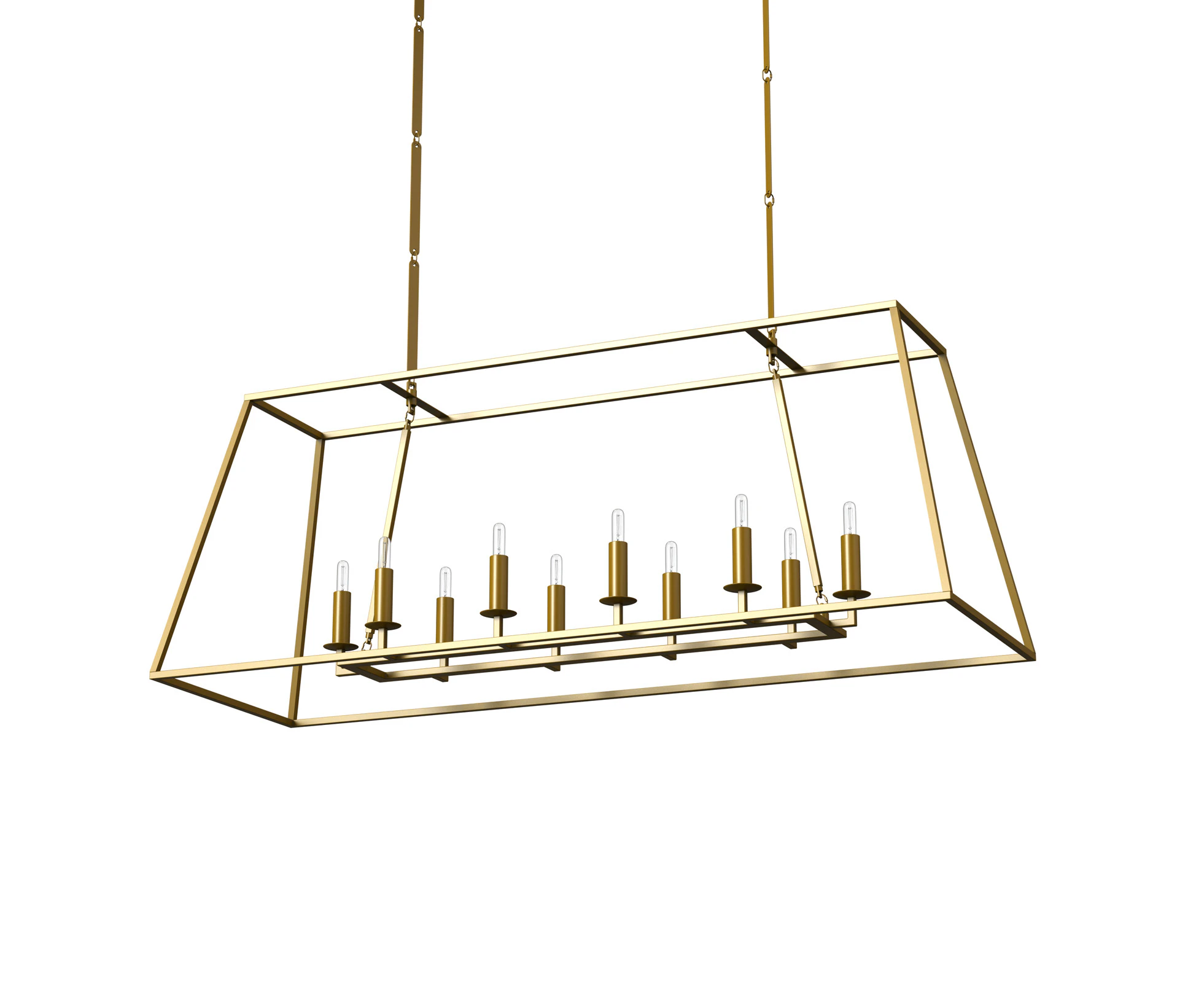 NEPOLI Farmhouse Chandelier 10-Lights Lantern Style Pendant Light E14 Aged Brass 137CM