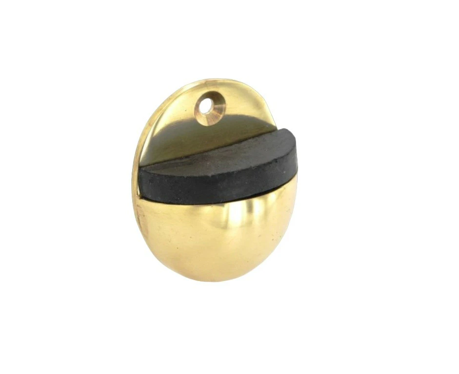 Securit Brass Oval Fixed Door Stopper (Gold) - ST9591