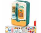 Mini Refrigerator with Ice Dispenser and Freezer Air, Music Play Buttons and Colorful LED Lights. Comes with a Lot of Play Food, 39 Piece Set Green