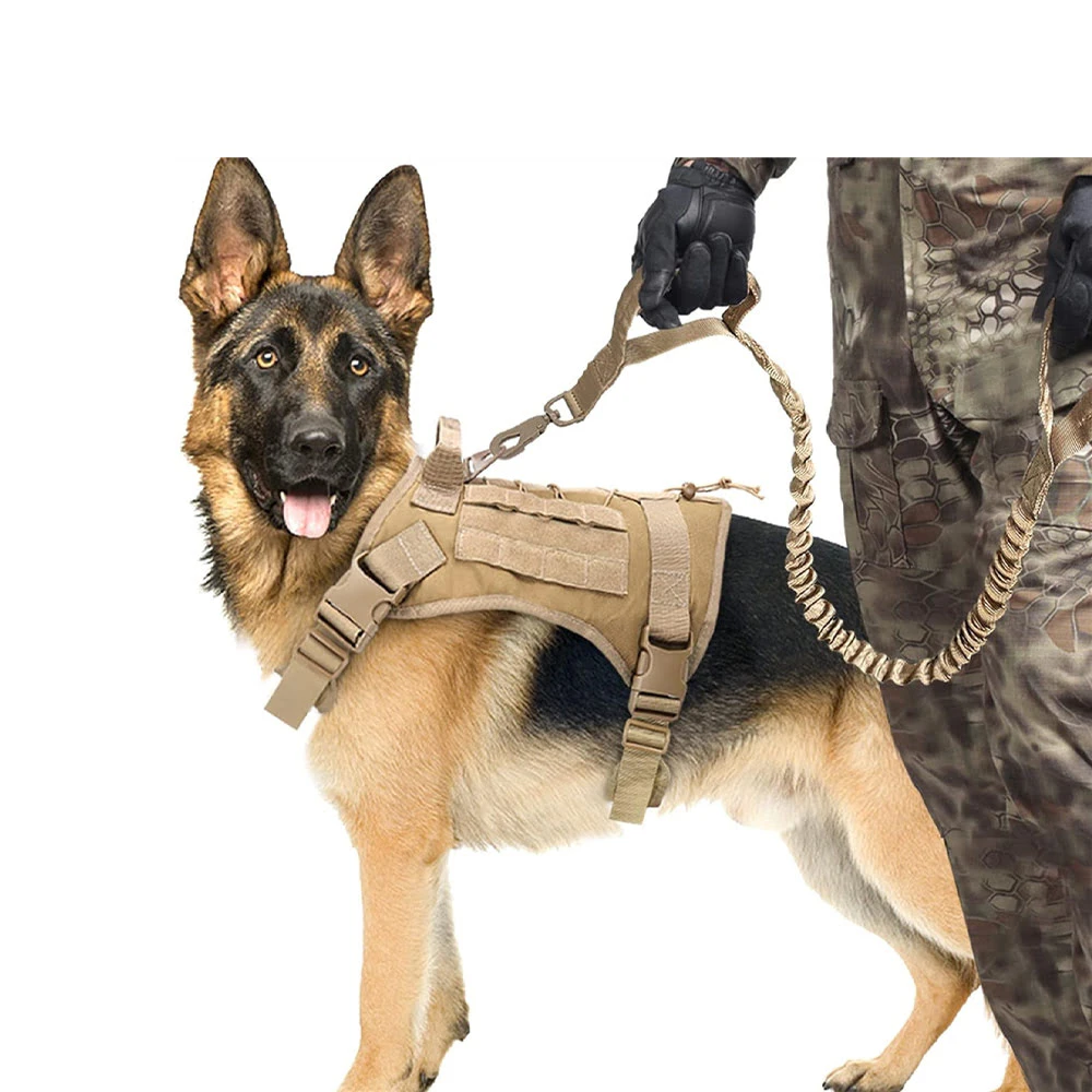 PupLily Tactical Harness for Military Service Dogs - Brown