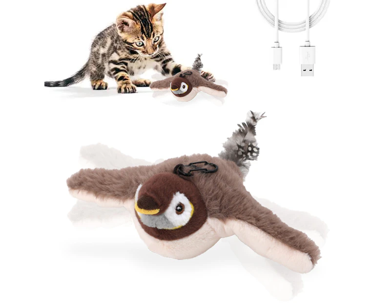Squeaky Cat Toys Rechargeable Flapping Toy Interactive Exercise Toys-Brown
