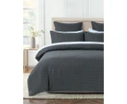 CleverPolly Premium Waffle Microfibre Quilt Cover Set - Dark Grey