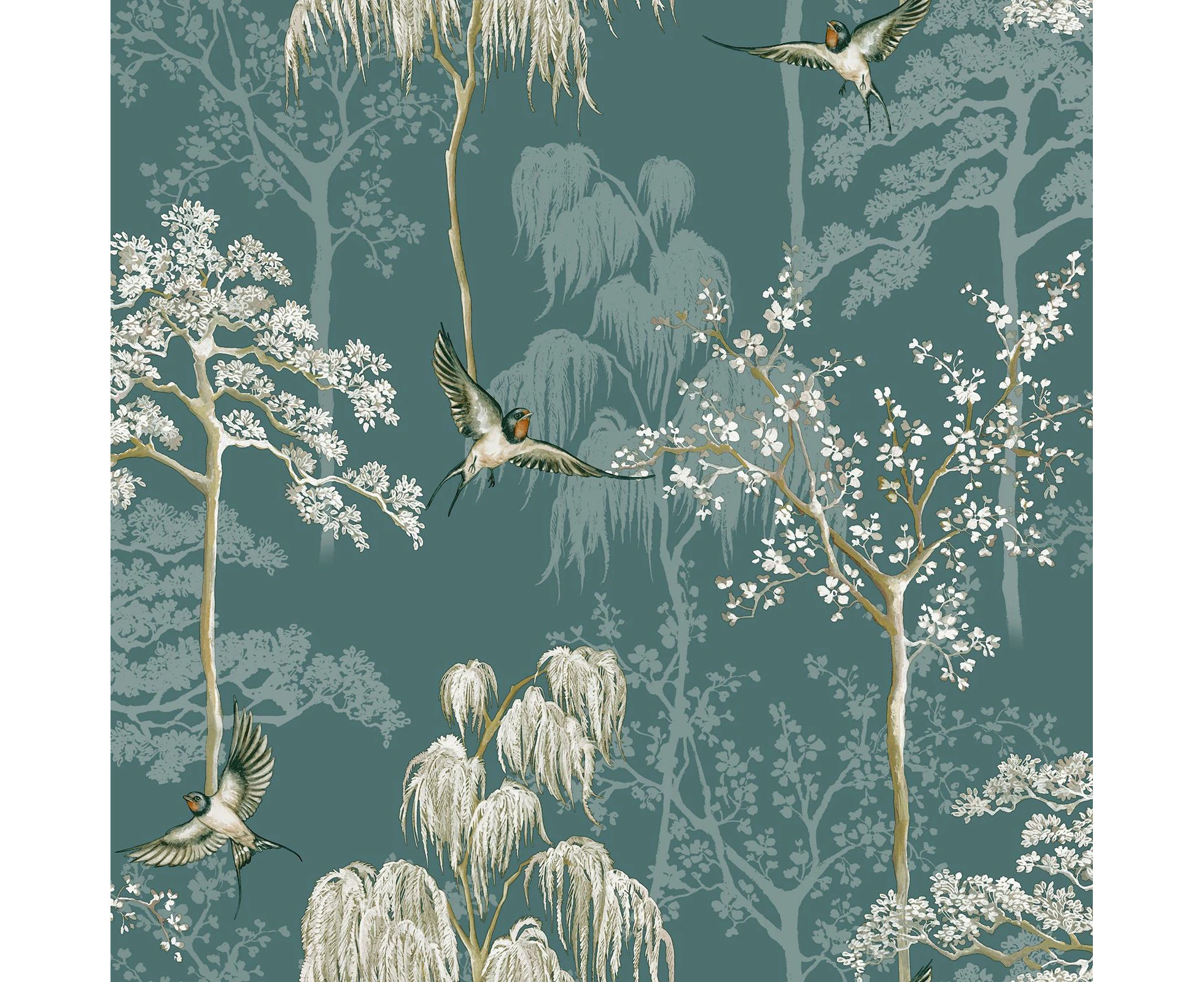 World of Wallpaper Japanese Oriental Garden Wallpaper Teal (946101)