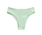 Womens Mid Waist Underwear Soft Stretchy Briefs Panties-green