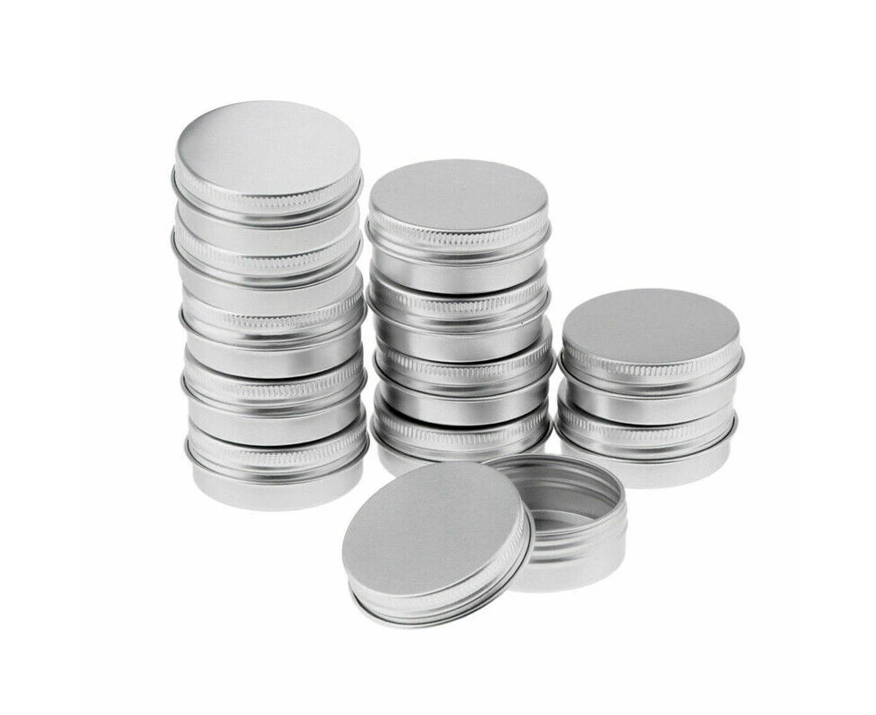 50Pcs-15ml Aluminium Empty Cosmetic Pot Lip Balm Jar Tin Container Silver Box