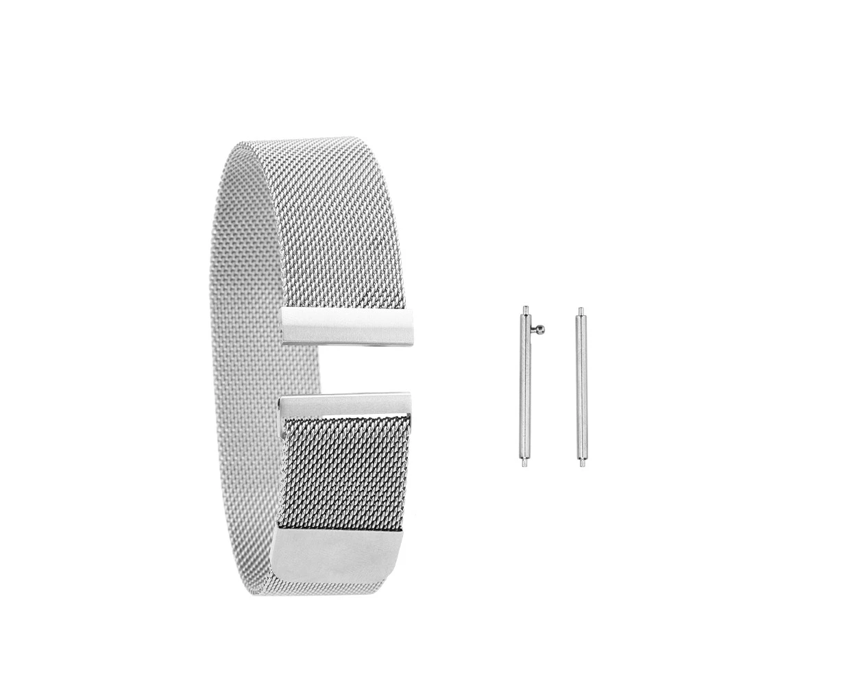 Elegant Metal Watch Band Wristwatch Strap Replacement Fit for Huawei Samsung Milanese(Silver)