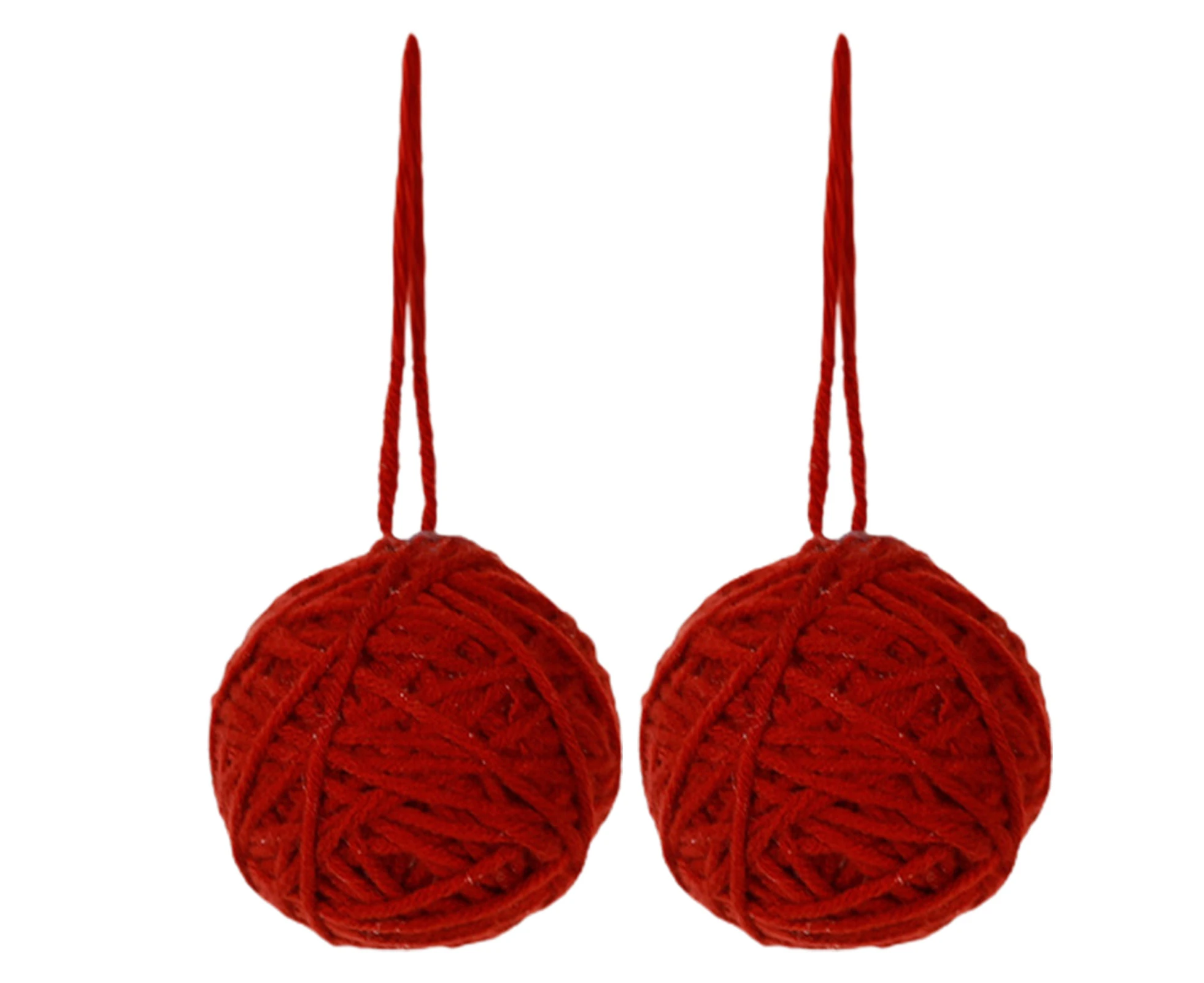 Erlez 2Pcs Christmas Yarn Ball Pendant Vibrant Color Festive Xmas Tree Hanging Ornament Holiday Decoration-Red