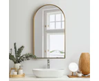 Oikiture Wall Mirrors 86x50cm Arched Makeup Mirror Bathroom Home Decor Gold