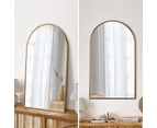 Oikiture Wall Mirrors 86x50cm Arched Makeup Mirror Bathroom Home Decor Gold