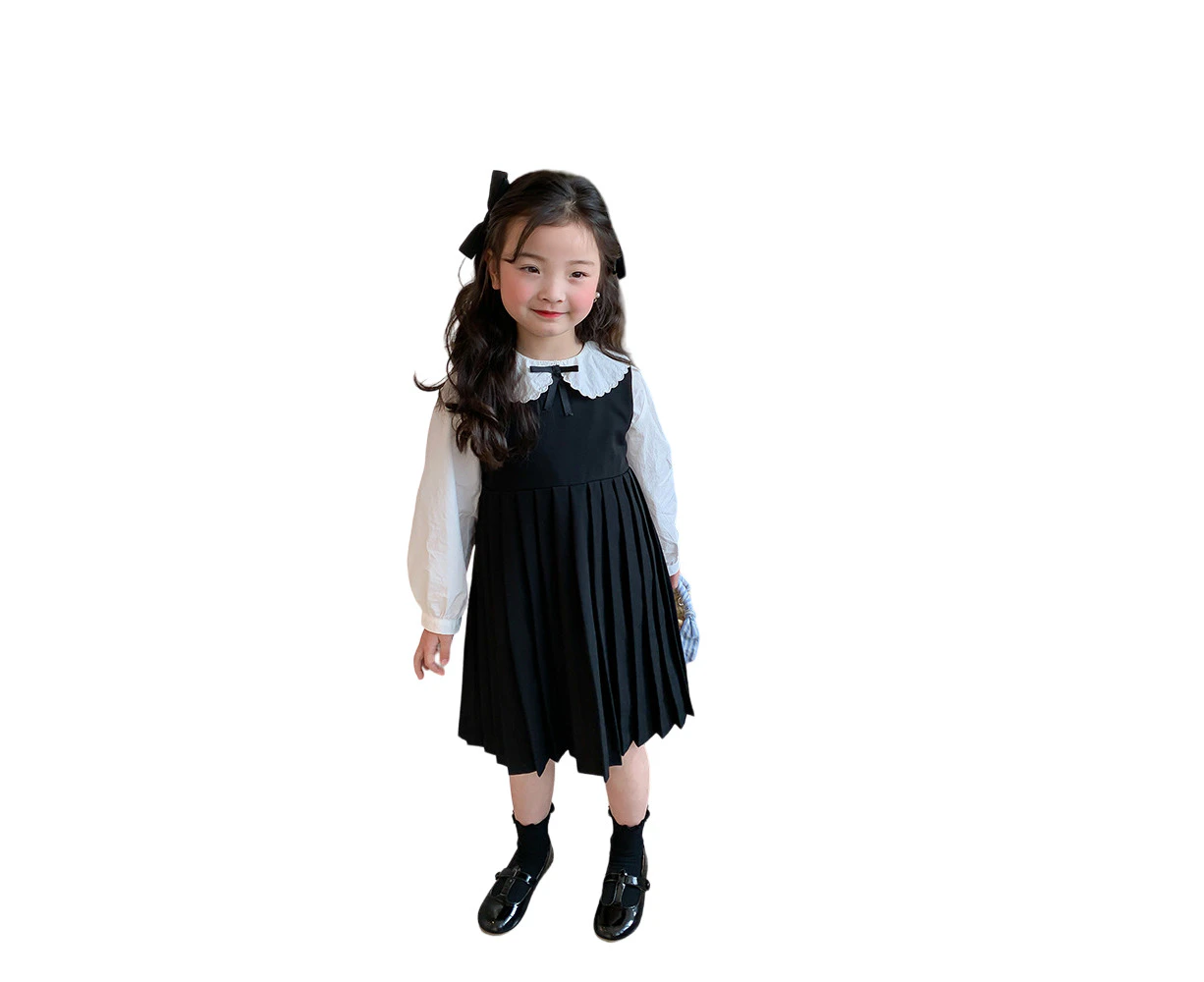 9mths-10yrs Black Short Sleeve Pleated Sun Dress with Co-ord Matching Shirt