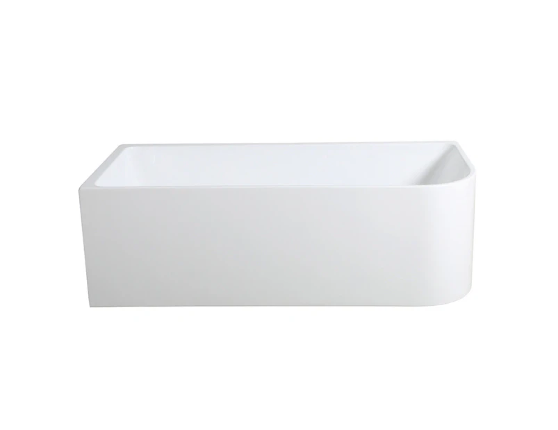 Freestanding Bathroom Bathtub Acrylic Back To Wall Left Round Corner Bath Tub Gloss White Thin Edge Soaking Bath Spa Rectangle 1400*725*580mm KDBT-6L-1400