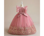 3yrs-14yrs Blush Radiance: Princess-Style Pink Gown with Elegant Embroidery for Young Royalty
