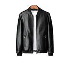 Wait On The Lord Dove Religious Printed Leather Jacket - Black