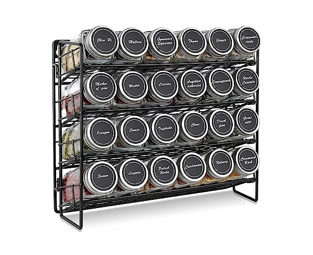 4-Tier Spice Rack Organizer for Cabinet, Spice Jars Organiser for Kitchen Organization and Storage