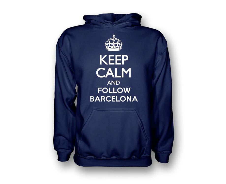 Keep Calm And Follow Barcelona Hoody (navy) - Kids