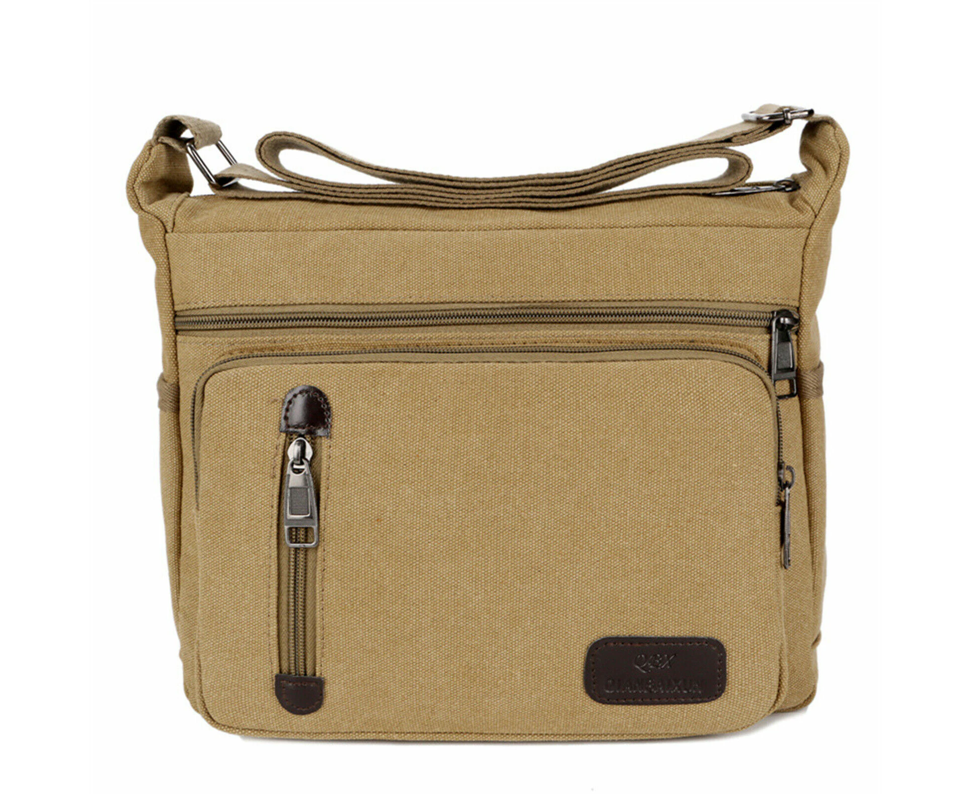 (Khaki)Retro Men's Canvas Shoulder Messenger Bag Crossbody Satchel Travel Man's Bags